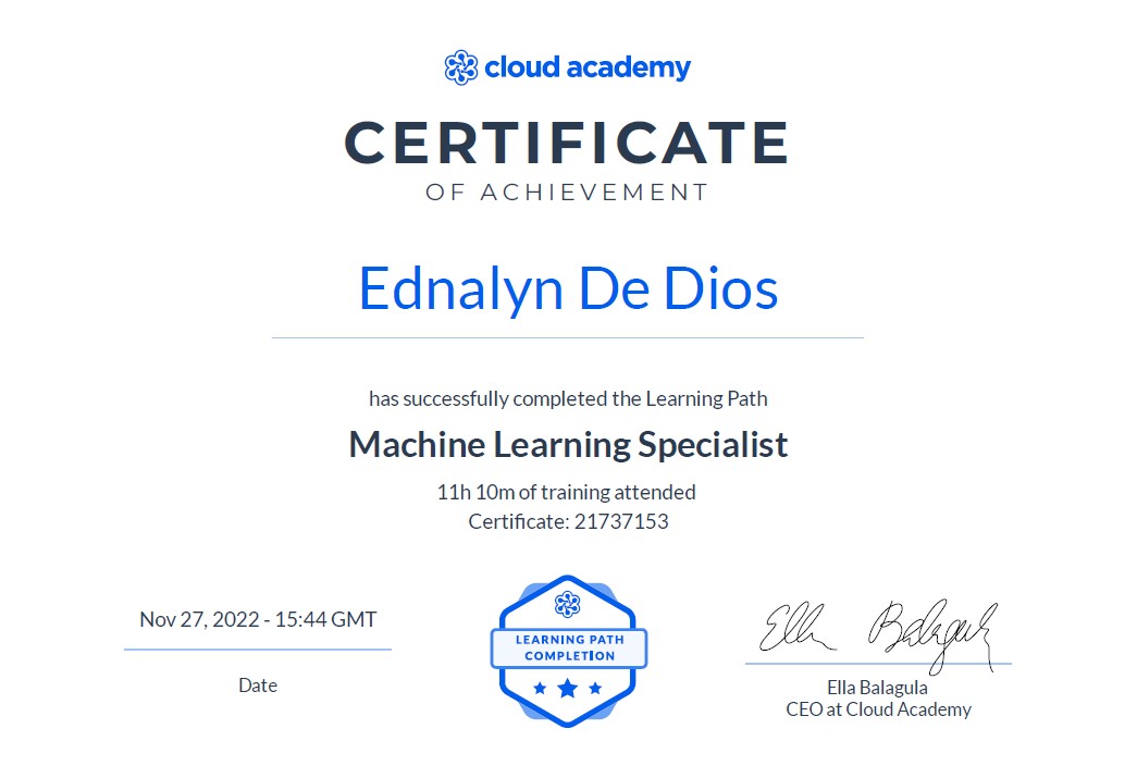 Machine Learning Specialist